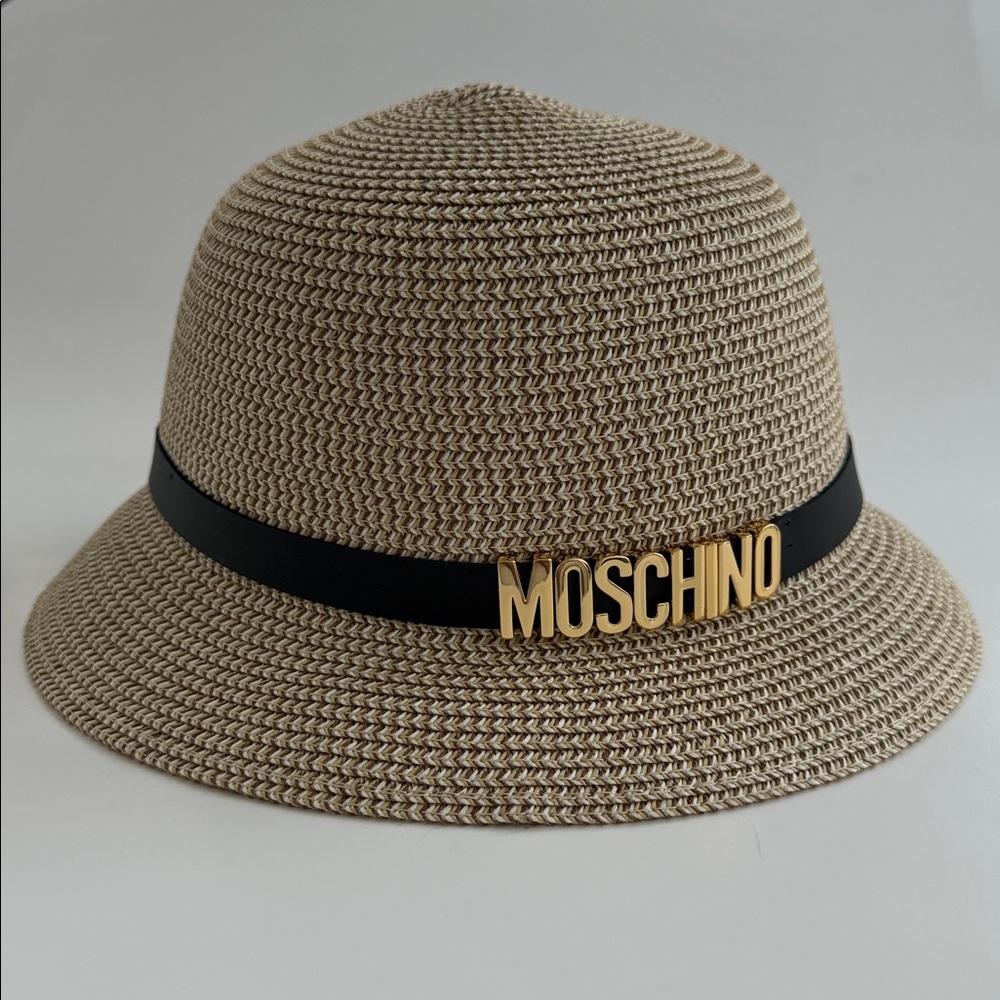 ๐๐๐ MOSCHINO LETTERING LOGO RAFFIA HAT - Picture 2 of 9